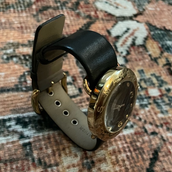 Women’s Marc by Marc Jacobs Gold Steel Case Black Leather Band Watch main image 6